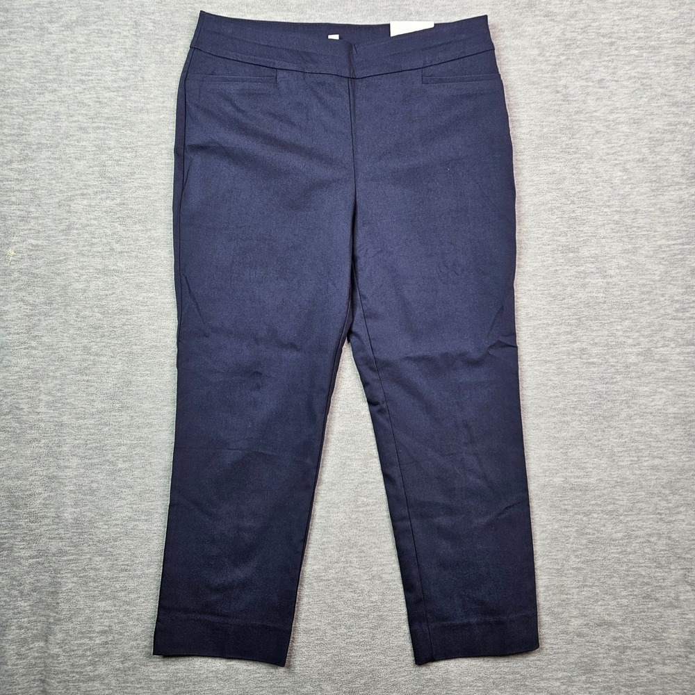 Chico's So Slimming Brigitte Slim Leg Navy Blue Pants Size 1 US 8 Stretch Crop